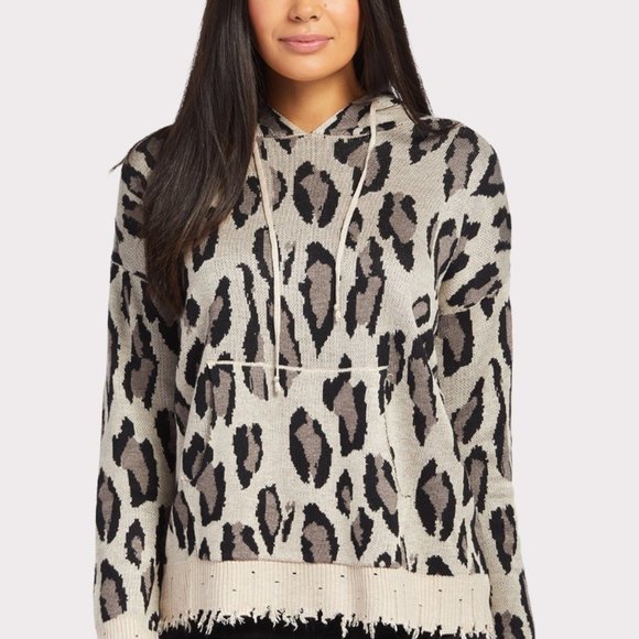 FATE Women's Size Med Sweater Pullover Hoodie Distressed on Purpose Animal Print - Picture 1 of 7